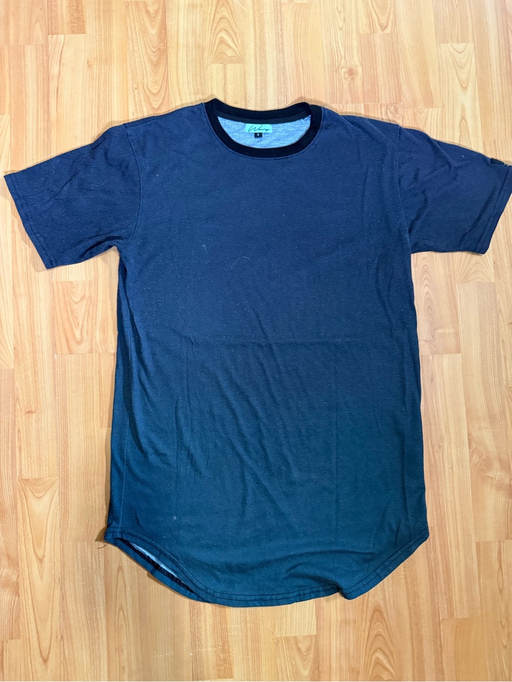Classic Black Short Sleeve Crew Tee with Rounded Hem